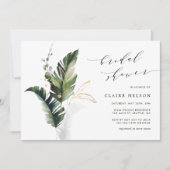 Tropische grüne Blätter Hochzeit Brautparty Einladung (Vorderseite)