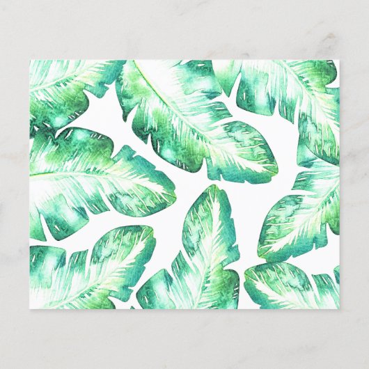 Tropische grüne Blätter Hochzeit Foto Save the Dat (Rückseite)