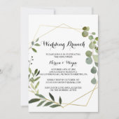 Tropische grüne Blätter Hochzeitsfeier Einladung (Vorderseite)