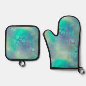 Tropische grüne Blätter - Illustration Ofenhandschuh & Topflappen-Set (Vorderseite)