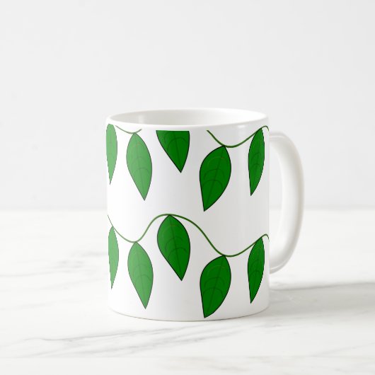 Tropische grüne Blätter Kaffeetasse (VorderseiteRechts)