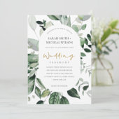 Tropische Grüne Blätter Kapsel Fauna Hochzeit einl Dankeskarte (Stehend Vorderseite)