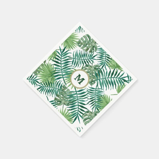 Tropische grüne Blätter mit benutzerdefinierter Mo Serviette (Ecke)