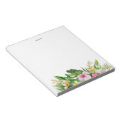 Tropische grüne Blätter Orange Pink Blume Custom Notizblock (angewinkelt)