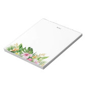 Tropische grüne Blätter Orange Pink Blume Custom Notizblock (Rotiert)