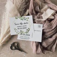 Tropische grüne Blätter Save the Date Karte