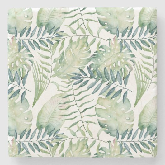 Tropische grüne Blätter Steinuntersetzer (Vorderseite)