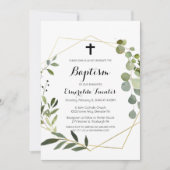 Tropische grüne Blätter überqueren Taufe Einladung (Vorderseite)