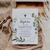 Tropische grüne Blätter überqueren Taufe Einladung