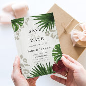 Tropische Grüne Hochzeit retten Datum Einladung