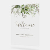 Tropische Grüne Hochzeit Willkommen Acrylschild (Winkel)