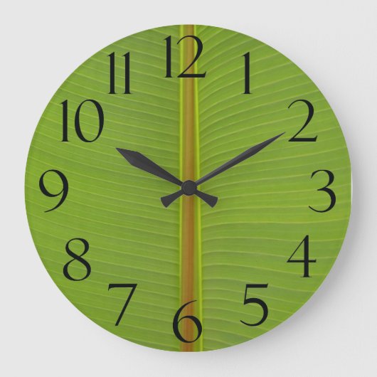Tropische Grüne Jungle Leaf Venen Textur Große Wanduhr (Vorderseite)