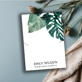 TROPISCHE GRÜNE MOSTERA FAUNA NECKLACE DISPLAY VISITENKARTE