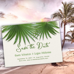 Tropische grüne Palmwedel Save the Date