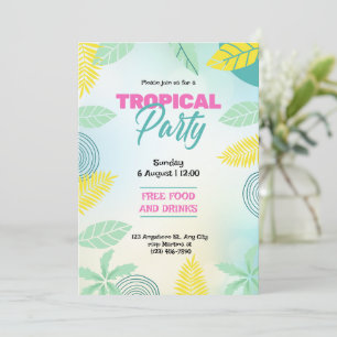 Tropische grüne und gelbe Sommerparty Einladung