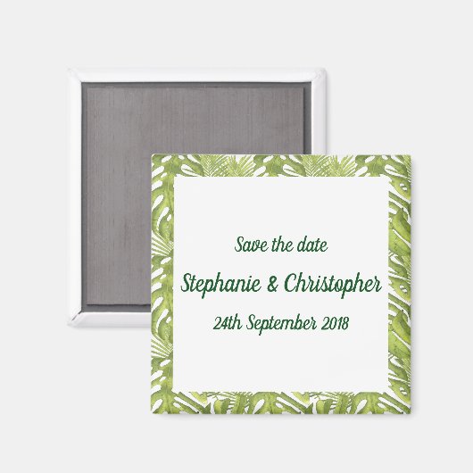 Tropische grüne und weiße Hochzeit retten das Datu Magnet (Vorderseite/Rückseite)