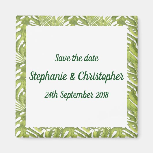 Tropische grüne und weiße Hochzeit retten das Datu Magnet (Vorne)