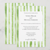 Tropische grüne weiße Streifen Hochzeit Einladung (Vorne/Hinten)