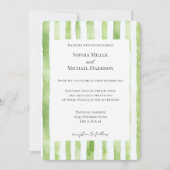 Tropische grüne weiße Streifen Hochzeit Einladung (Vorderseite)
