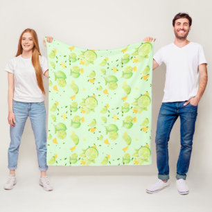 Tropische grüne Zitrusfrüchte SOMMER Orangenlemon  Fleecedecke