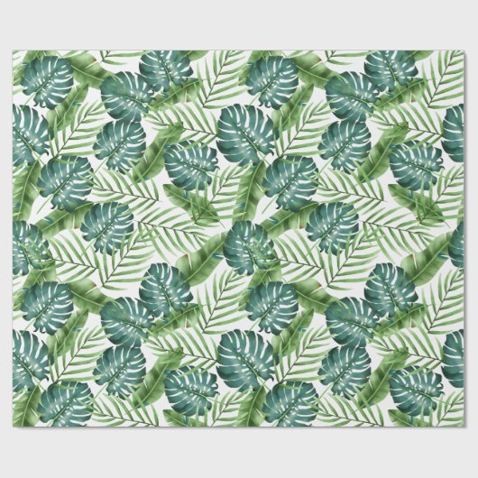 Tropische Grünflächen Blätter Botanisches Muster Geschenkpapier (Flach)