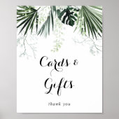 Tropische Grünpflanzen Weiße Blumenkarten und Gesc Poster (Vorne)