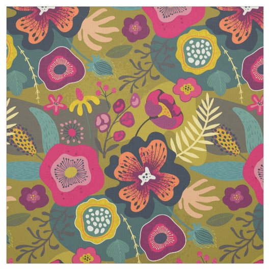 Tropische Grüntöne Abstrakt Stoff (Muster)