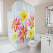 Tropische Gruppe der Plumeria-Blumen Duschvorhang (Beispiel)