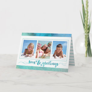 Tropische Grüße zur Saison, Pinsel Schrift, 4 Foto Feiertagskarte