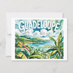 Tropische Guadeloupe Karibische Landschaft Aquarel Postkarte