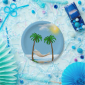 Tropische Hängematte und Palmen Pappteller (Party)