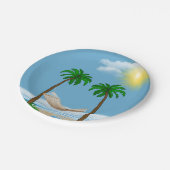 Tropische Hängematte und Palmen Pappteller (Schrägansicht)