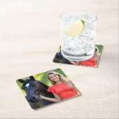 Tropische Harmonie: Helena und ihr Pferd Rechteckiger Pappuntersetzer (Vor Ort)