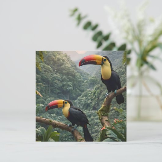 Tropische Harmonie: Zwei Toucans auf der Canopy, Einladung (Stehend Vorderseite)