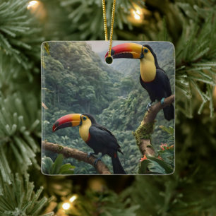 Tropische Harmonie: Zwei Toucans auf der Canopy, Keramikornament
