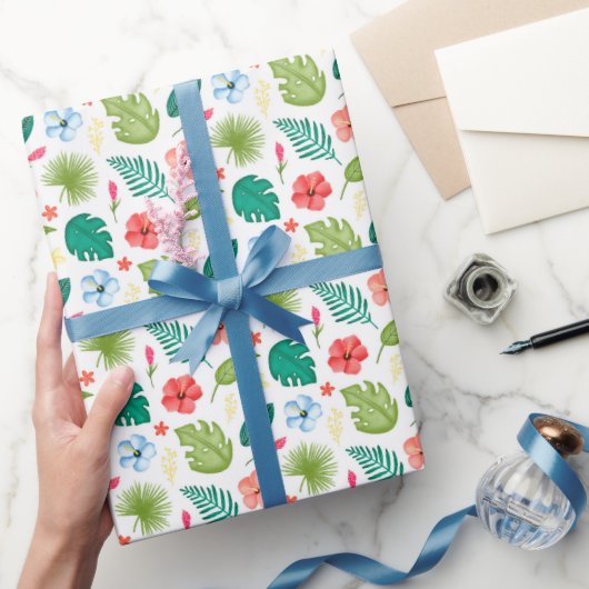 Tropische hawaiianische Blume Geschenkpapier (Schenken)