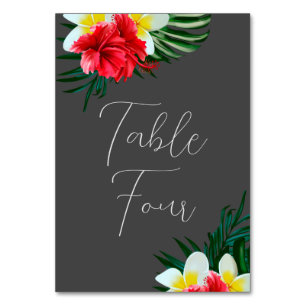Tropische hawaiianische Blumen Elegante Hochzeit a Tischnummer