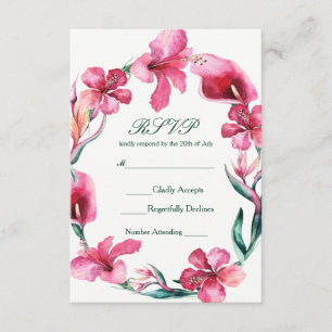 Tropische hawaiianische Blumen elegante Hochzeit R RSVP Karte