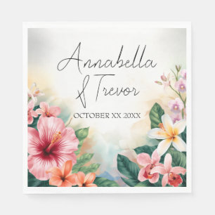 Tropische hawaiianische bunte Blumen benutzerdefin Serviette