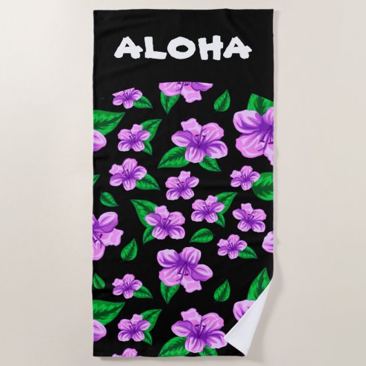 Tropische hawaiianische Floral-Aloha-Nachricht Strandtuch (Vorderseite)