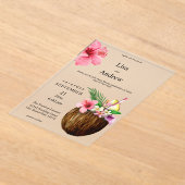 Tropische Hawaiianische Hochzeit mit Blumen und Ko Acryleinladungen (Ablage )