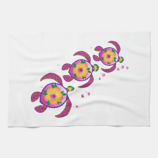 Tropische Hawaiianische Honu-Schildkröten Geschirrtuch (Horizontal)