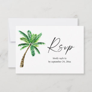 Tropische hawaiianische Palme mit Essens-RSVP-Kart RSVP Karte