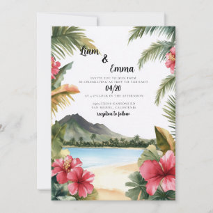 Tropische hawaiianische Strand-Ziel-Hochzeit Einladung