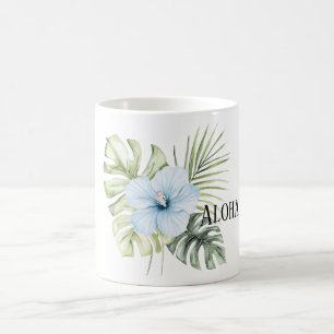 Tropische hellblaue Hibiskus-Blütenblätter Aloha Kaffeetasse