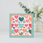 Tropische Herzen & Blume Valentinstag Feiertagskarte (Stehend Vorderseite)