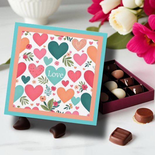 Tropische Herzen & Blume Valentinstag Feiertagskarte