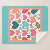 Tropische Herzen & Blume Valentinstag Sherpadecke (Vorderseite (Horizontal))