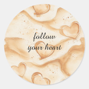 Tropische Herzen im Sandstrand   Runder Aufkleber