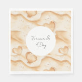 Tropische Herzen in Sand Beach Hochzeit Serviette (Vorderseite)